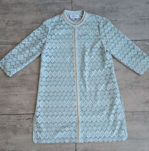 Carlisle Mint Guipure Lace Snap Button Longline Kimono Topper 6
